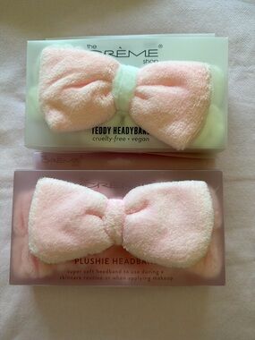 🎀 The Crème Shop Plushie Headband - Soft Light Pink Bow 🎀  NWT 🎀